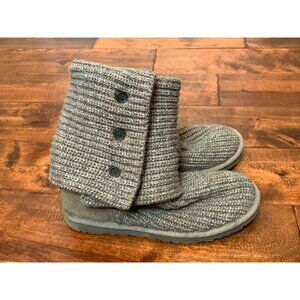 Ugg Australia Gray Classic Cardy Knee High | Fold Over Boots W/ Buttons, Size 9